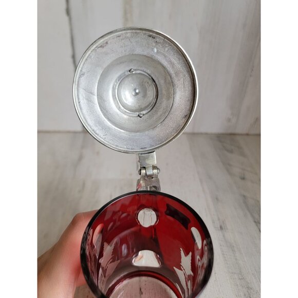 Egermann ruby cut red stein beer glass cup collectible home decor - Picture 9 of 10